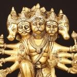 Powerful Brass Superfine Panchmukhi Hanuman Sculpture 11" | Intricate Carvings | 7.5 kg Strength Invoking | 10.5" Width, 6" Depth | Spiritual Sanctuary Enhancer